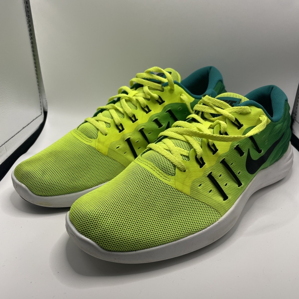 Nike Lunarstelos Running Shoes Mens 11.5 Volt Rio Teal 844591-700 Mesh Sneakers